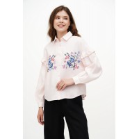 Pink women's embroidered shirt Istra made of fine linen