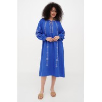 Blue embroidered dress for women Ksenia