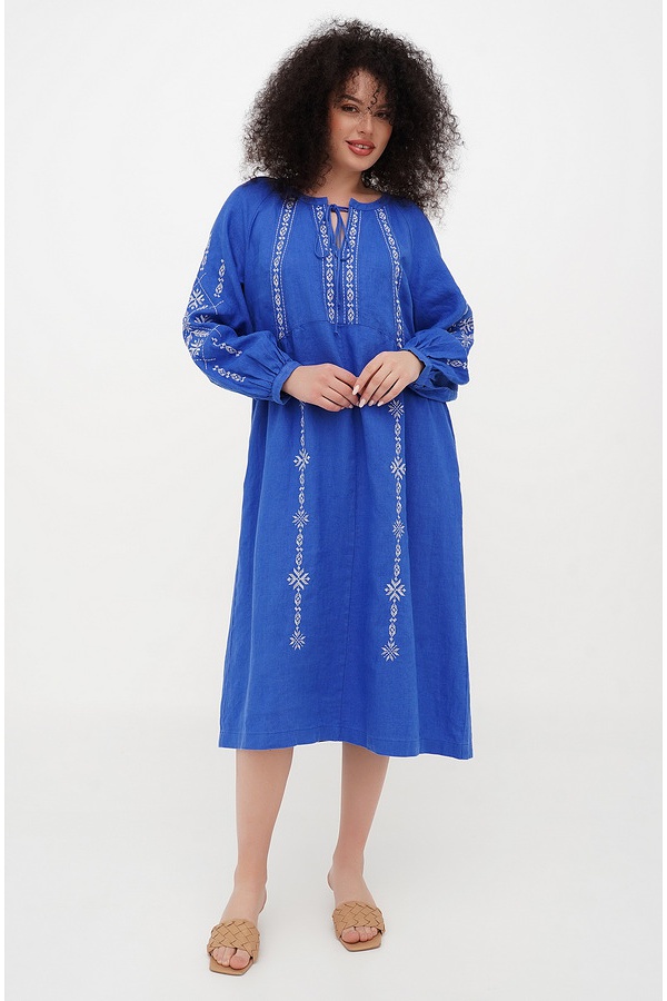 Blue embroidered dress for women Ksenia, 56