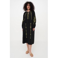 Black embroidered dress for women Ksenia