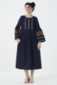 Black long embroidered dress Svitozara