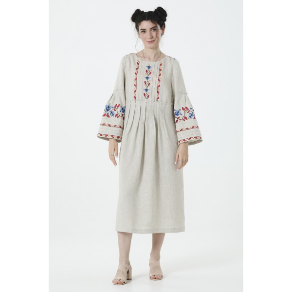 Gray long embroidered dress Svitozara