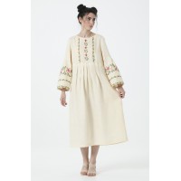 Milk long embroidered dress Svitozara
