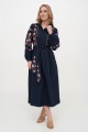 Темно-синя сукня вишиванка з мереживом Калина