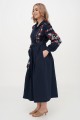 Темно-синя сукня вишиванка з мереживом Калина