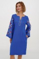 Blue embroidered dress "Spring" – a stylish linen dress for any figure!