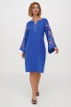 Blue embroidered dress "Spring" – a stylish linen dress for any figure!