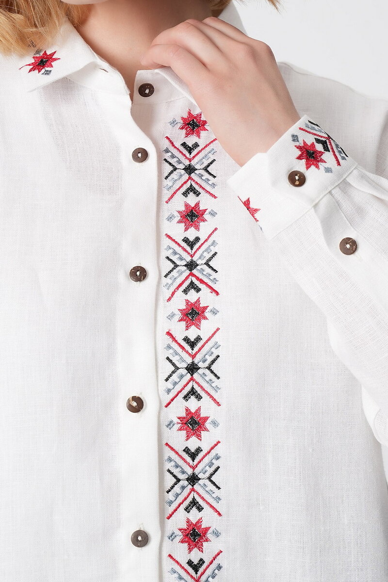 Women's embroidered shirt Khrystia, white linen