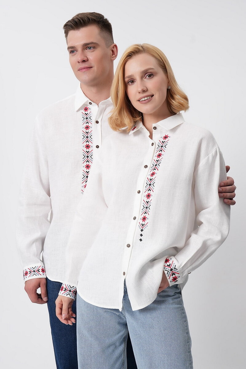 Women's embroidered shirt Khrystia, white linen