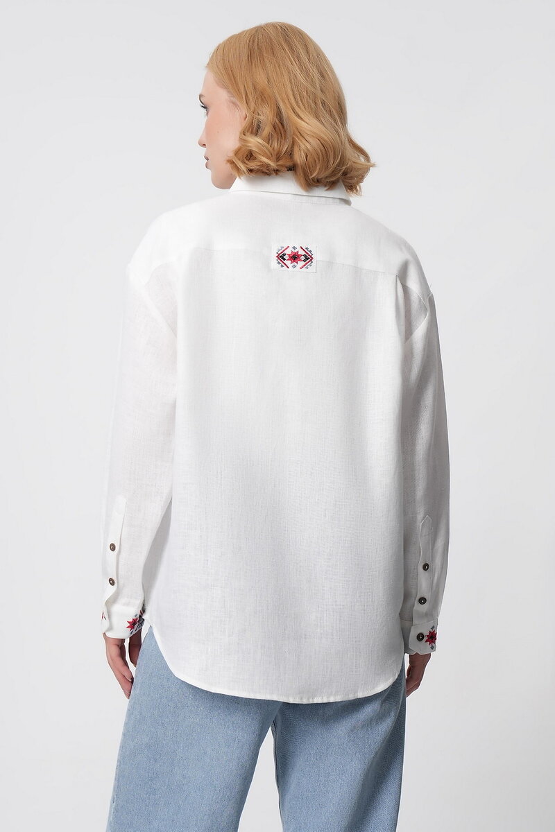 Women's embroidered shirt Khrystia, white linen