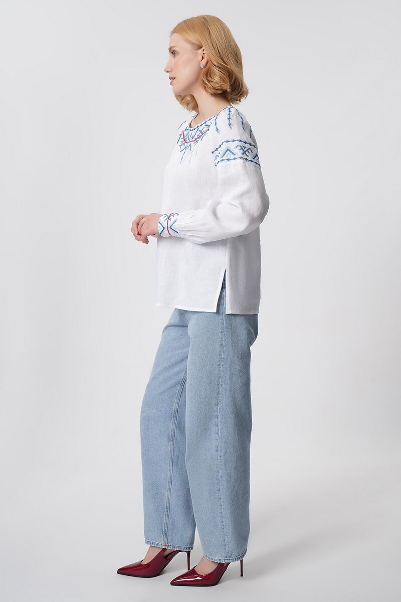 Women's vyshyvanka "Miriana" white-on-white, lines