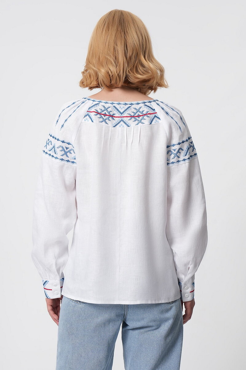 Women's vyshyvanka "Miriana" white-on-white, lines