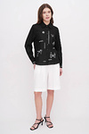 Women’s linen embroidered shirt “Lightning” in black with blue