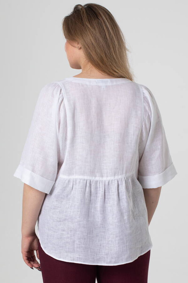 Summer women’s linen embroidered shirt Raisa white