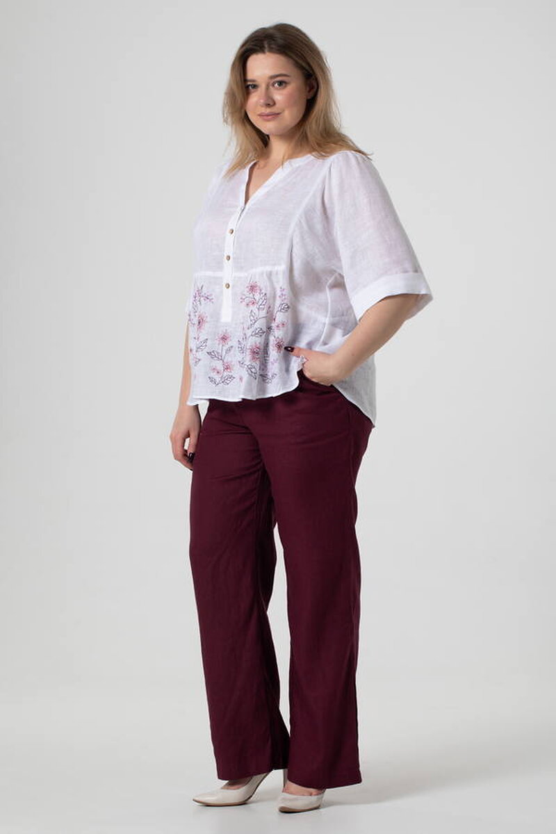 Summer women’s linen embroidered shirt Raisa white