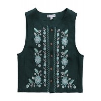 Linen vest with embroidery Pavlynka green