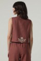 Linen vest with embroidery Pavlynka brown