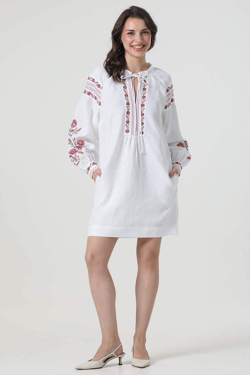 Embroidered dress-vyshyvanka made of white linen Ruzhyna