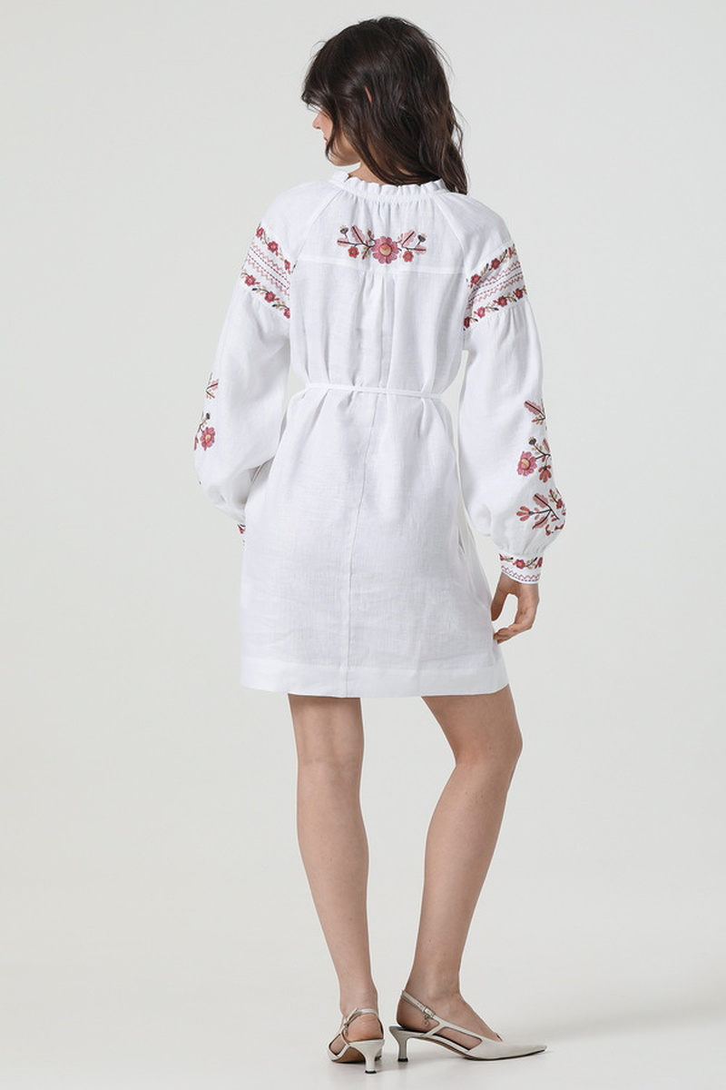 Embroidered dress-vyshyvanka made of white linen Ruzhyna