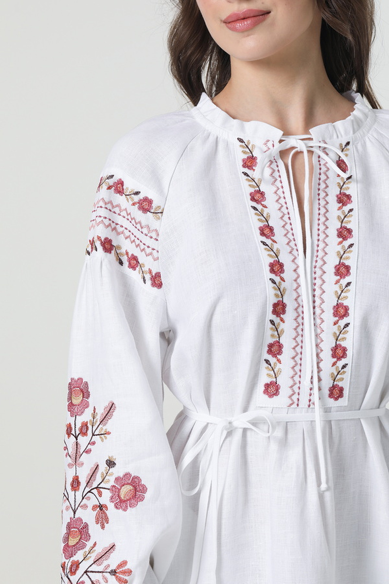 Embroidered dress-vyshyvanka made of white linen Ruzhyna