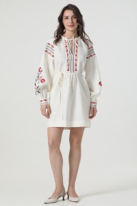 Сукня вишиванка з білого льону Ружина
