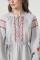 Вышитое платье-вышиванка из серого льна Ружина