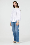 Women's linen embroidered shirt "Lightning" in white with white