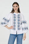 Women's linen embroidered shirt "Blyskavytsia" white with blue