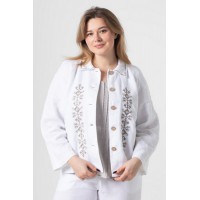 Белый льняной жакет с вышивкой Ульяна