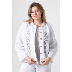 Белый льняной жакет с вышивкой Ульяна