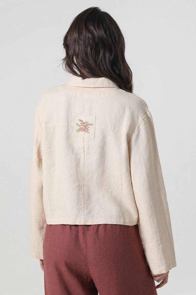 Beige linen jacket with Zoreslava embroidery