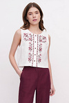 White linen vest with embroidery Visla