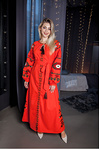 Embroidered floor-length dress Kaleidoscope orange with green embroidery
