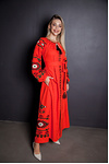 Embroidered floor-length dress Kaleidoscope orange with green embroidery