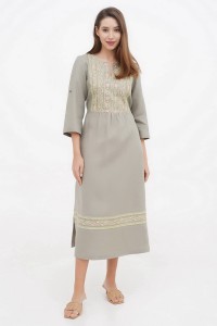 Long linen dress of natural color Lanna