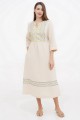 Long ivory linen dress with embroidery Lanna