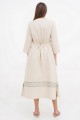 Long ivory linen dress with embroidery Lanna