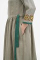 Dress long linen olive color with Marrakesh embroidery.