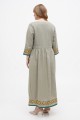 Dress long linen olive color with Marrakesh embroidery.