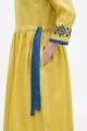 Dress linen long yellow color with embroidery Marrakesh