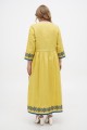 Dress linen long yellow color with embroidery Marrakesh