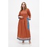 Brown long linen dress with embroidery Marrakesh 