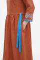 Brown long linen dress with embroidery Marrakesh