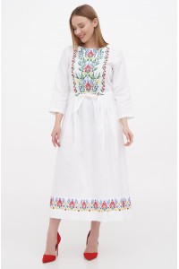 White embroidered dress "Crane"