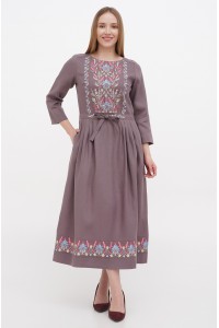 Brown embroidered dress Zhuravka