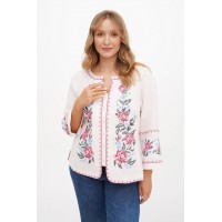 Modern embroidered shirt Nadiia, white linen