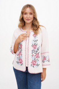 Modern embroidered shirt Nadiia, white linen