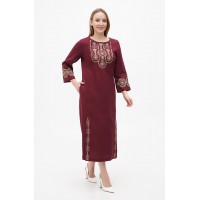 Long burgundy linen dress by Yara