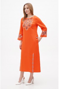 Long orange linen dress by Yara