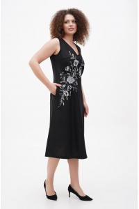 Long black linen dress Pava